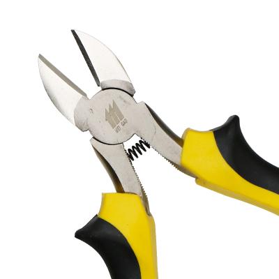 China MEIGAO111 Handwork Slanted Nose Pliers White Black Yellow Handle Oblique Nose Pliers for sale