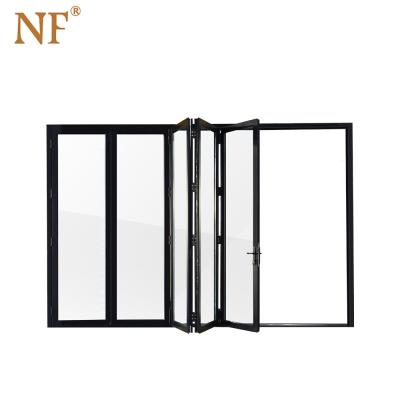 China Exterior Waterproof Aluminum Glass Patio Bifold Doors Double Glazing Aluminum Folding Door for sale