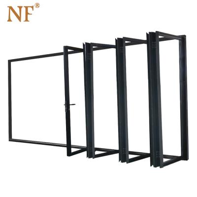 China Heat Insulation Exterior Soundproof Patio Doors Glass Balcony Double Deaf Aluminum Folding Doors for sale