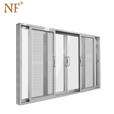 China Thermal Insulation Hurricane Proof Impact 4 Tracks Triple Glass Tall Aluminum Sliding Door for sale