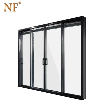 China Thermal Insulation Premium Tempered Glass Sash Slim Aluminum Sliding Door Material for sale