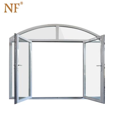 China Sound Insulation Exterior Double Leaf French Door Casement Aluminum Arched Glass Doors For Sale for sale