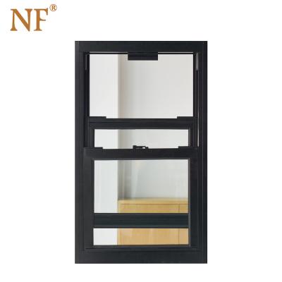 China Single Hung Magnetic Screen Vinyl Window American Style Aluminum Hung Windows Double Laminated Glass for sale