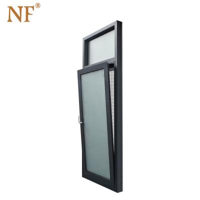 China Double Magnetic Screen French Swing Casement Window Gray Aluminum Tilt And Turn Windows for sale