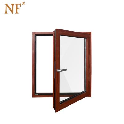 China Magnetic Wood Screen Tilt Tower Windows Casement Timber Clad Aluminum Windows with Lowe Glass Design for sale