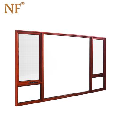 China NFRC Screen Double Glazed Chain Winder Awning Aluminum Window Folding Top Fixed Windows for sale