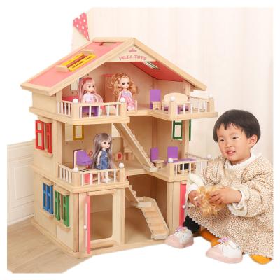 China Factory Price Funny Girls Children's Educational House Toys Multi-layer Wooden Kids Doll House/ for sale