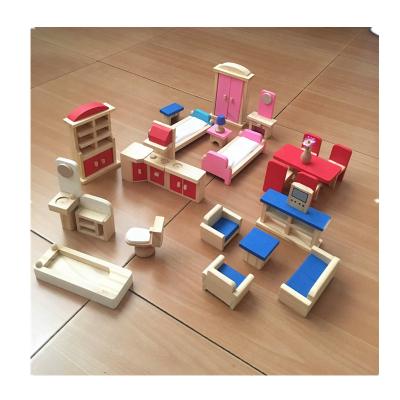 China New Environmental Wooden Children Dollhouse Furniture Accessories Mini Listing Toys for sale