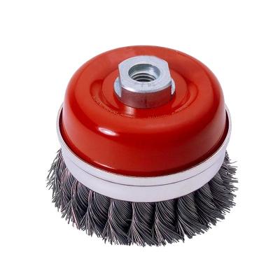 China 5 Inch 125mm Mini Metal Porcelain Cup Crimped Polishing Wire Brush for sale