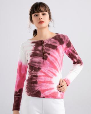 China Custom Colored Anti-Wrinkle Tie Dye Lady Shirts for sale