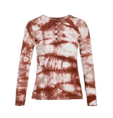 China Anti-wrinkle T-shirts maker custom women long sleeve t-shirt tie dye pattern long sleeve rib knit t-shirts for sale