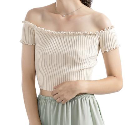 China 2020 Anti-Wrinkle Knitted Off Shoulder Cropped Lady Fashion Ladies Autumn Winter Sexy Sweater Women for sale