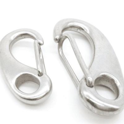 China Retail Industry 70MM 304Boat Marine Stainless Steel Egg Shape Spring Snap Hook Cuts Link Carabiner Buckle Eye Quick Hook for sale