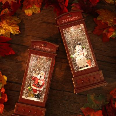 China Gift & Christmas Decoration WDL-1864 WEIJIULE Retro Style LED Lights Christmas Snowflake Water Light Rotary Phone Booth for sale