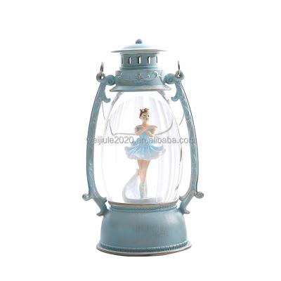 China Europe and America 2022 new design music box snow globe lantern ballet cartoon led light decoration supplier gift for girl for sale