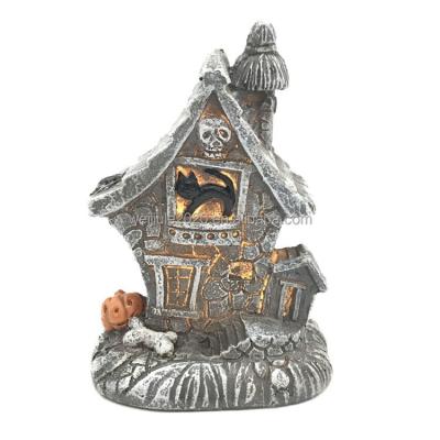 China Hallween Decoration Resin Haunted House Light Ornaments Small Crafts Eco-friendly Professional Gift For Halloween Decoration for sale