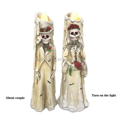 China Wholesale High Quality Halloween Party Decoration Supplies Gifts Halloween Party Decoration Supplies Creative LED Lights Resin Ghost Couples for sale