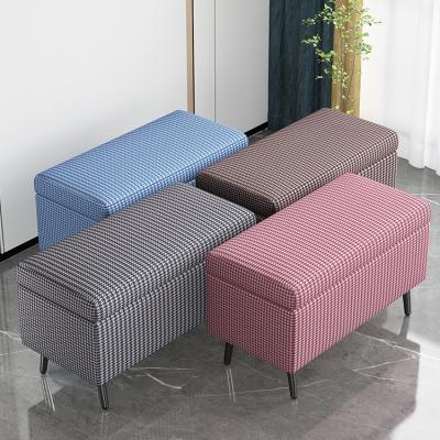 China Home Luxury Rectangle Sofa Stool Light Storage Door Entrance Stool Foldable Shoe Stool Long for sale