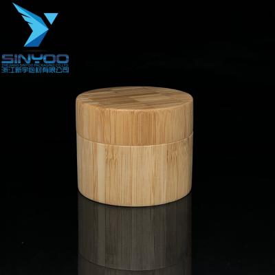 China Wholesale 100g full skin care bamboo jar with pp inner / nature bamboo cream jar for cosmetics for sale