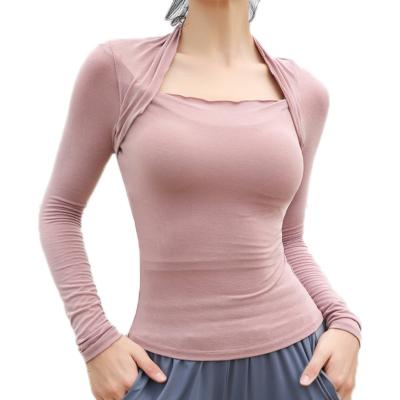 China Newest Insti Style Clothing Sportswear Beautiful Thin Neck Breathable Ballet Running Casual Sweatshirt Breathable Yoga Top for sale