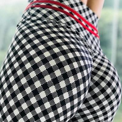 China Dropshipping Dropshipping Plaid Dance Activewear Gym Sports Fitness Yoga Tight Wear Women High Waisted Spats Butt Crac! crack! fitness pants for sale