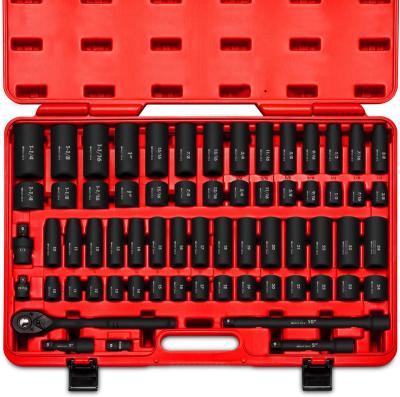 China Chrome Vanadium Steel Kolarwin 1/4 Drive Impact Socket Set 54 Piece 3/8 Metric To 1/4 Piece Reducer Hex Leg Adapter Socket Sets for sale