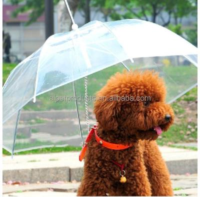 China Pet Umbrella Mini Pet Dog Cat Raincoat Transparent Waterproof Umbrella With Leash for sale