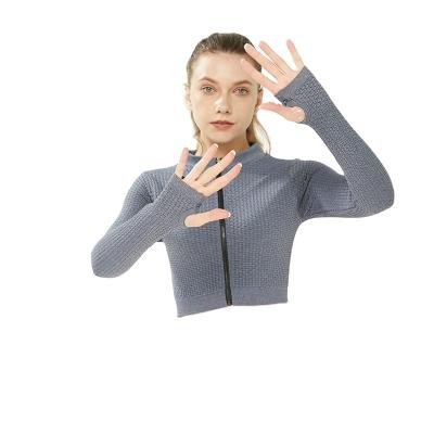 China Wholesale Anti-UV Winter Sport Fitness Clothing Yoga Elastic Jacket Women Sportswear Women Zipper Running Jacket for sale