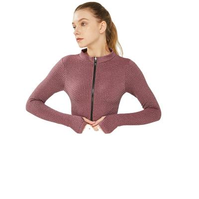 China Women's Anti-UV Sportswear Long Sleeve Yoga Front Zipper Mesh Patchwork Workout Jacket Full for sale