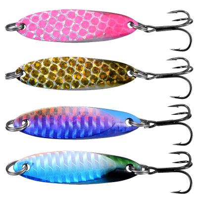 China Bright Color Double Color Blade Metal Fishing Lure Stencils Hard Spinner Fishing Lures Spoons for sale