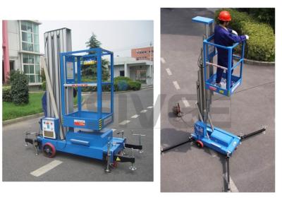 China Aluminium Alloy Hydraulic Single Mast Lift Platforms 6m Platform Height for sale