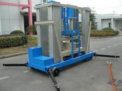 China Aluminum Alloy Push Around Vertical Mast Lift 22 M Motor Driven For Window Cleaning for sale