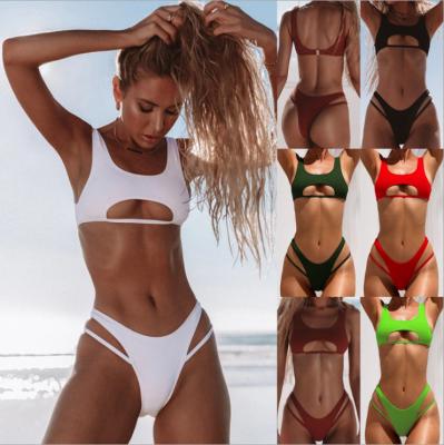 China 2022 New Design Fashion Wholesale Ladies Two-piece Cavity Front Bikini Swim Wear for sale