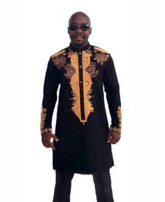 China Polyester Mens Suits Plus Size African Ethnic Style Print Long Sleeve T-shirt Pants Suits Pants Two Piece Set for sale