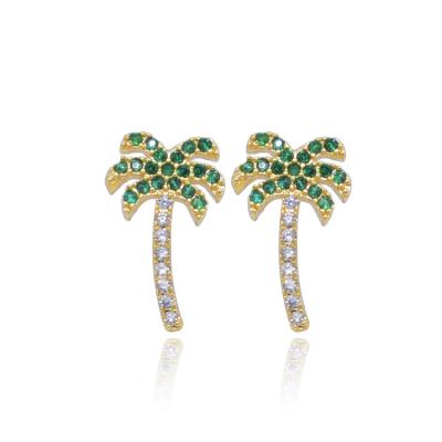 China Trendy 18K Gold Color Fashion Coconut Tree Copper Stud Earrings For Women for sale