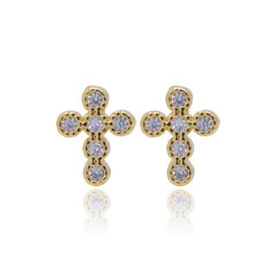 China INS Cute Brass Zirconia Fashion Earring Jewelry Cross Stud Earrings For Women for sale