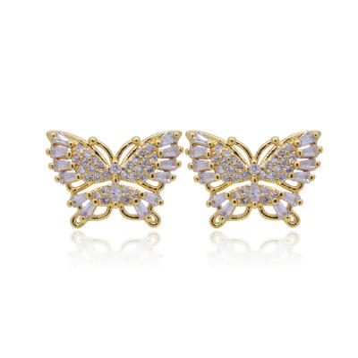 China TRENDY Gold Small Zircon Woman Stud Earring Fashion Zircon Butterfly Stud Earrings for sale