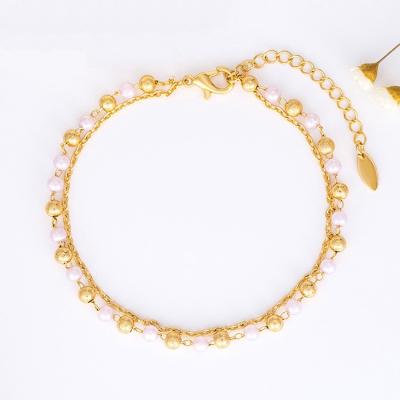 China FASHIONABLE Hot Selling Gold Women Anklet Jewelry 18K Gold Crystal and Pearl Foot Chain Anklets for sale