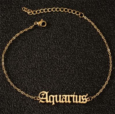 China Fashion Fashion Personalized Horoscope Jewelry Stainless Steel Zodiac Anklet Chain Kids Year Anklet for sale