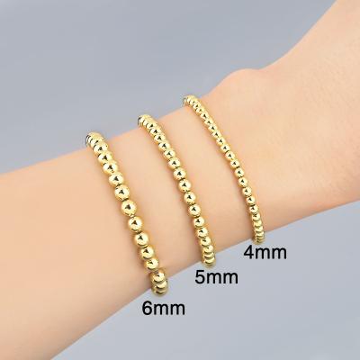 China Hiphop Wholesale 14k Gold Filled Beads Beaded Stackable Bracelets Stretch Bracelet Minimalist for sale