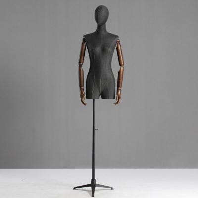 China XINJI Fashion Sand Wash Mannequins Plus Size Cloth Female Mannequin Black Body With Black Square Base for sale