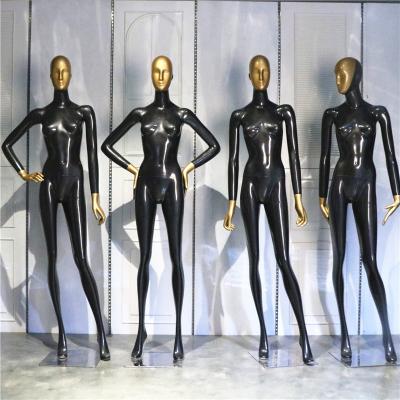 China XINJI Glossy Black Female Mannequin Full Size Manqui Body Plus Mannequin With Egg Head for sale