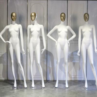 China Plus Size XINJI Full Body Mannequin White Female Gold Face Egg Head For Clothes Display for sale