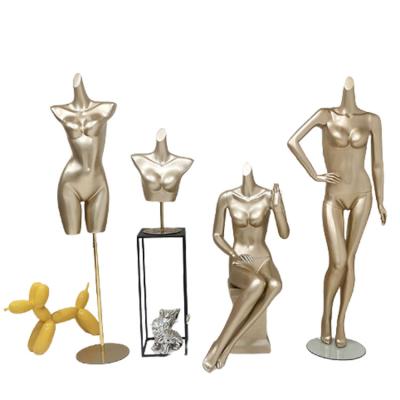 China XINJI Body Mannequin Torso Fashion Lingerie Window Display Hip Mannequin Female Champagne Gold Underwear Woman Full Head Gold Mannequins Mannequins for sale