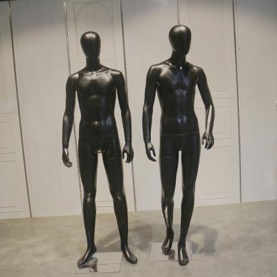 China Custom Plus Size XINJI Full Body Mannequin Black Fiberglass Fantasy Male Standing Mannequin Display for sale