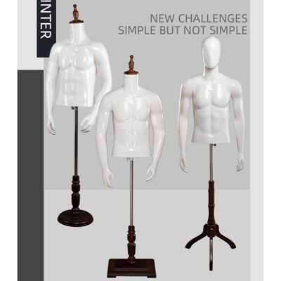 China New XINJI ABS Glossy White Male Mannequin Stand Mannequin Eco-friendly Plastic Body Half Mannequin for sale