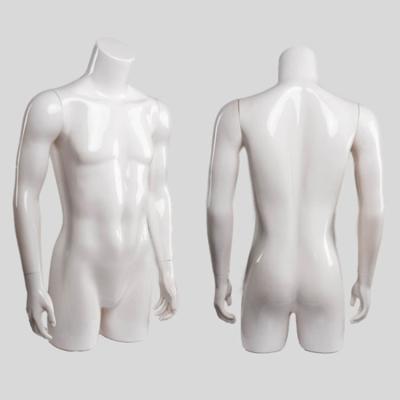 China Bright White XINJI Fashion Half Body Men Mannequins Plus Size Torso Mock Models Upper Body Plastic Bust Male Mannequin for sale