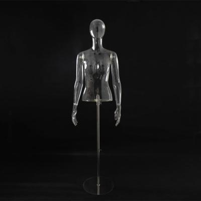 China Transparent Fashionable Clear Mannequins Mannequins Transparent Female Upper Body Mannequin With Head Made In XINJI Factory for sale