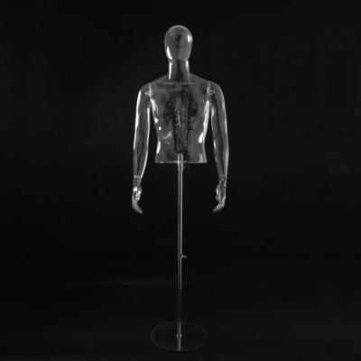 China Hot Sale Transparent Fashionable Male Mannequin Upper Body Mannequin Clear XINJI Model Mannequin Mannequin for sale