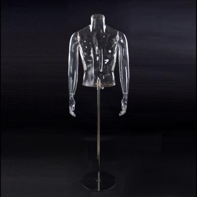 China Clear Mannequin Forms XINJI Factory Supply Top Level High Quality Male Upper Body Mannequin Forms Clear Transparent Model for sale